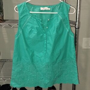 Vineyard vines aqua cotton eyelet sleeveless blouse M EUC